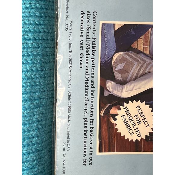 Sewing pattern quilted patchwork vest 1980s boho Size Small Medium Large - Picture 2 of 6